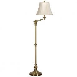 62 in. Antique Brass Floor Lamp with White Fabric Shade by StyleCraft