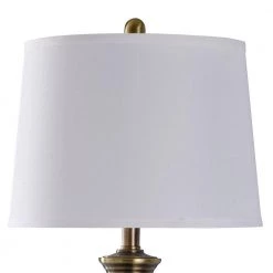 30 in. Antique Brass Table Lamp with Heavy White Hardback Fabric Shade by StyleCraft -StyleCraft Shop antique brass stylecraft table lamps l313581ads 1f 1000