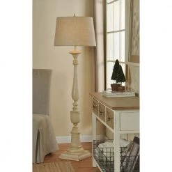 65 in. Distressed Off White Floor Lamp with Oatmeal Hardback Fabric Shade by StyleCraft -StyleCraft Shop avignon beige w antique distressing stylecraft floor lamps l72020ds 44 1000