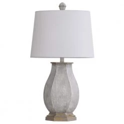 30 in. Basilica Sky Table Lamp with White Hardback Fabric Shade by StyleCraft