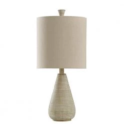 24 in. Beige Table Lamp with Cream Hardback Fabric Shade by StyleCraft