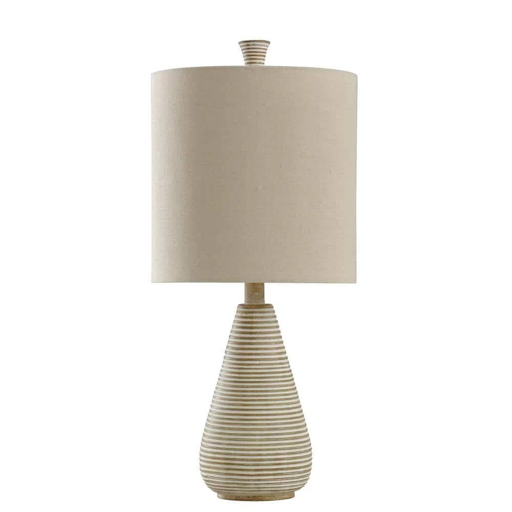 24 in. Beige Table Lamp with Cream Hardback Fabric Shade by StyleCraft 3 24 in. Beige Table Lamp with Cream Hardback Fabric Shade by StyleCraft