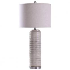 30.59 in. Beige Table Lamp with Off White Styrene Shade by StyleCraft