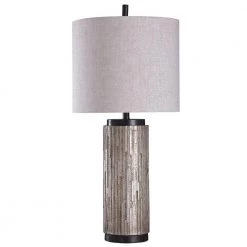 34.5 in. Black/Silver Table Lamp with Grey Styrene Shade by StyleCraft