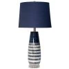 30 in. Blue and White Ceramic and Clear Acrylic Bedside Lamp by StyleCraft