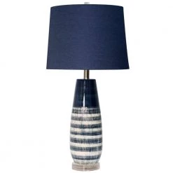 30 in. Blue and White Ceramic and Clear Acrylic Bedside Lamp by StyleCraft