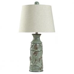 29 in. Blue Bay Table Lamp with Coastal Starfish and Shells by StyleCraft