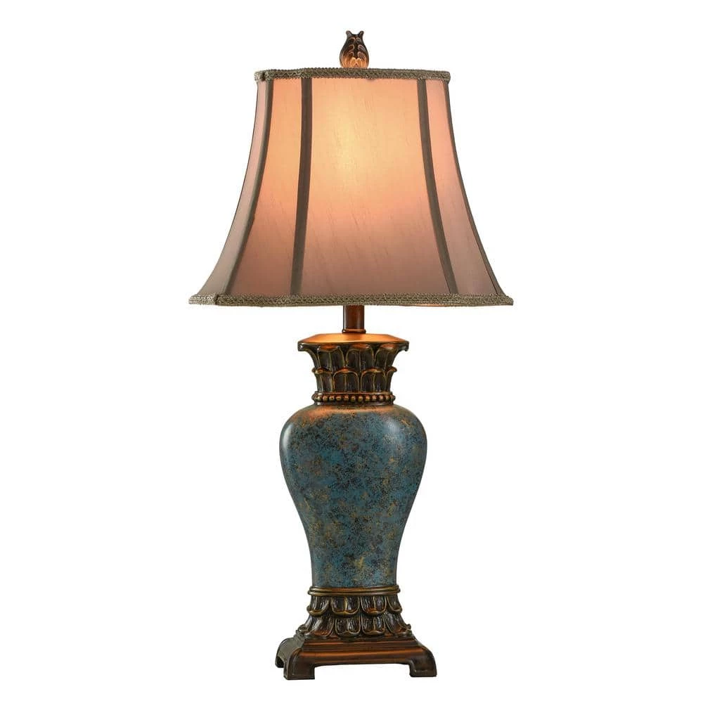 30 in. Blue/Brown/Bronze/Gold Table Lamp with Taupe Fabric Shade by StyleCraft 4 30 in. Blue/Brown/Bronze/Gold Table Lamp with Taupe Fabric Shade by StyleCraft - Image 2