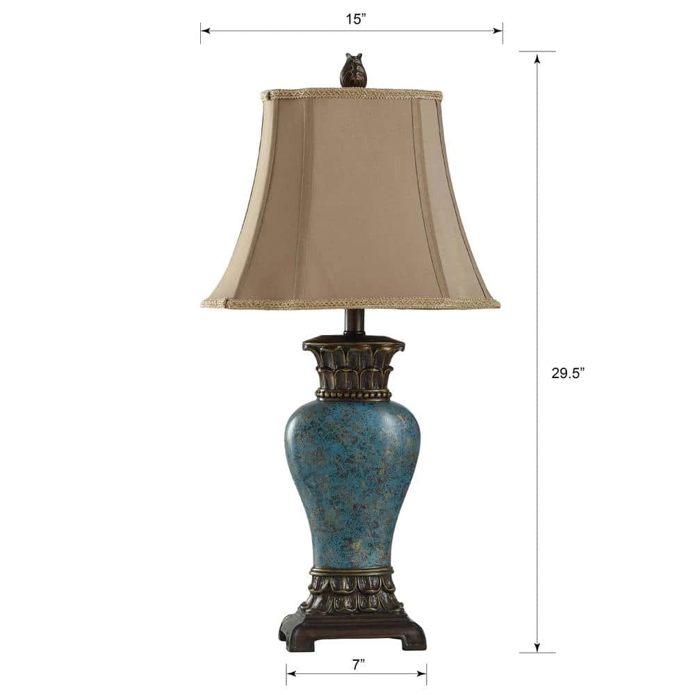 30 in. Blue/Brown/Bronze/Gold Table Lamp with Taupe Fabric Shade by StyleCraft 8 30 in. Blue/Brown/Bronze/Gold Table Lamp with Taupe Fabric Shade by StyleCraft - Image 6