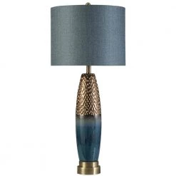37 in. Blue, Copper Table Lamp with Bedford Styrene Shade by StyleCraft