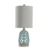 23.3 in. Blue Ceramic Table Lamp with White Hardback Fabric Shade by StyleCraft