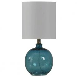 20 in. Blue Table Lamp with White Hardback Fabric Shade by StyleCraft