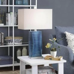 Thame 31.5 in. Blue Table Lamp with Steel Base by StyleCraft -StyleCraft Shop blue stylecraft table lamps l330521ds 31 1000
