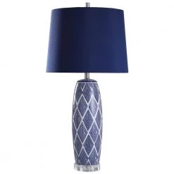 Alton 34 in. Blue/White/Clear Table Lamp by StyleCraft