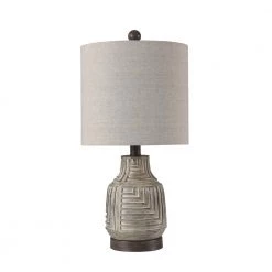 21.5 in. Bokava/Garrison Gray Table Lamp with Gray Hardback Fabric Shade by StyleCraft
