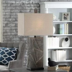 32 in. Bronze and Brown Lamp Body Base Indoor Table Lamp with Fabric Shade by StyleCraft -StyleCraft Shop bronze and brown lamp body base stylecraft table lamps l330645ds 31 1000