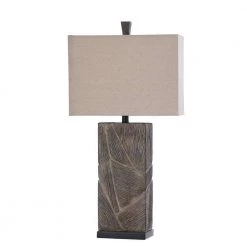 32 in. Bronze and Brown Lamp Body Base Indoor Table Lamp with Fabric Shade by StyleCraft