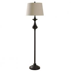 62 in. Bronze Floor Lamp with Natural Linen Hardback Fabric Shade by StyleCraft