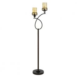 68 in. Bronze Floor Lamp with Amber Glass Shade by StyleCraft