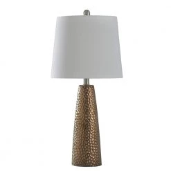 25.25 in. Bronze Table Lamp with Brussels White Hardback Fabric Shade by StyleCraft