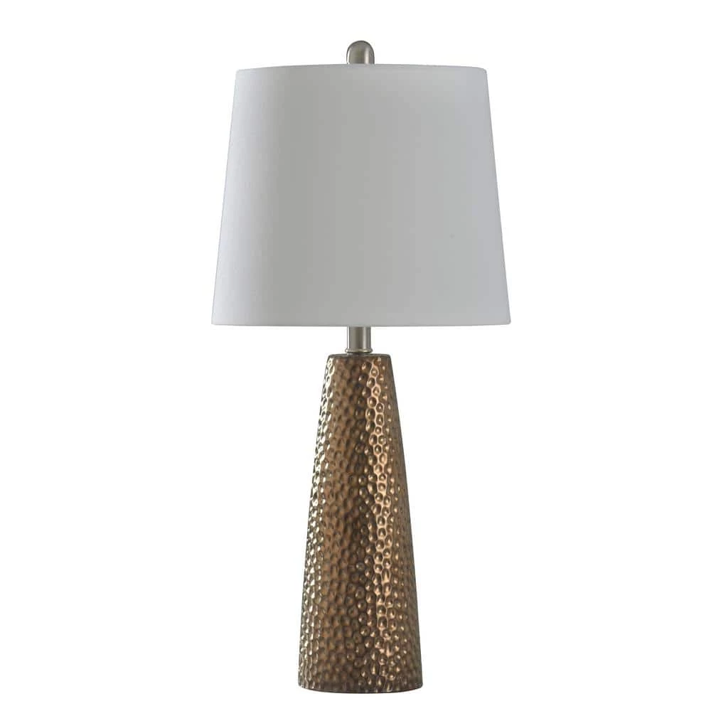 25.25 in. Bronze Table Lamp with Brussels White Hardback Fabric Shade by StyleCraft 3 25.25 in. Bronze Table Lamp with Brussels White Hardback Fabric Shade by StyleCraft