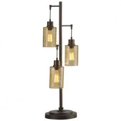 37 in. Bronze Table Lamp with Clear Dimpled Glass Shade by StyleCraft