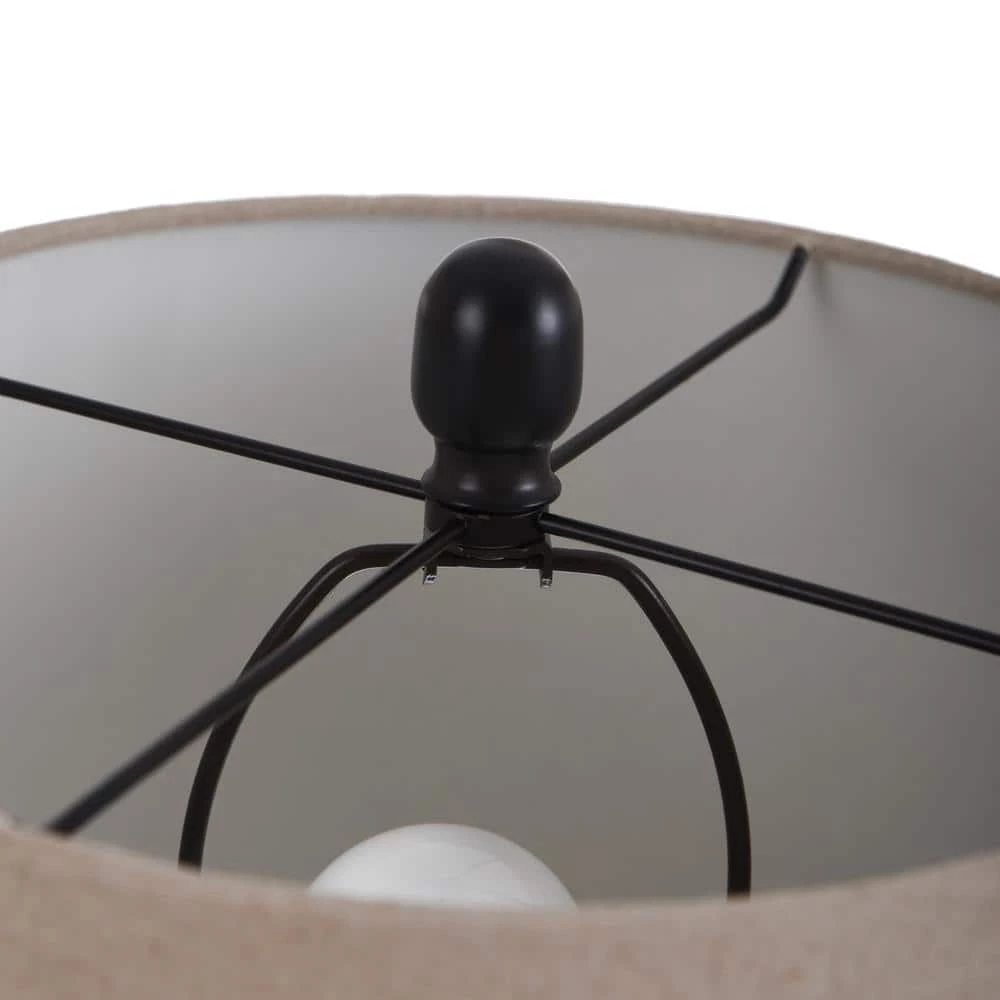 28 in. Bronze Table Lamp with Natural Linen Hardback Fabric Shade by StyleCraft 7 28 in. Bronze Table Lamp with Natural Linen Hardback Fabric Shade by StyleCraft - Image 5