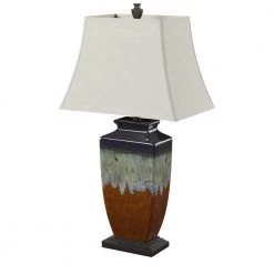 32 in. Brown and Turquoise Table Lamp with Cream Softback Fabric Shade by StyleCraft -StyleCraft Shop brown and turqoise stylecraft table lamps l37526ds 1f 1000