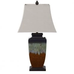 32 in. Brown and Turquoise Table Lamp with Cream Softback Fabric Shade by StyleCraft -StyleCraft Shop brown and turqoise stylecraft table lamps l37526ds 4f 1000