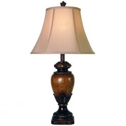 28.5 in. Brown Table Lamp with Taupe Fabric Shade by StyleCraft