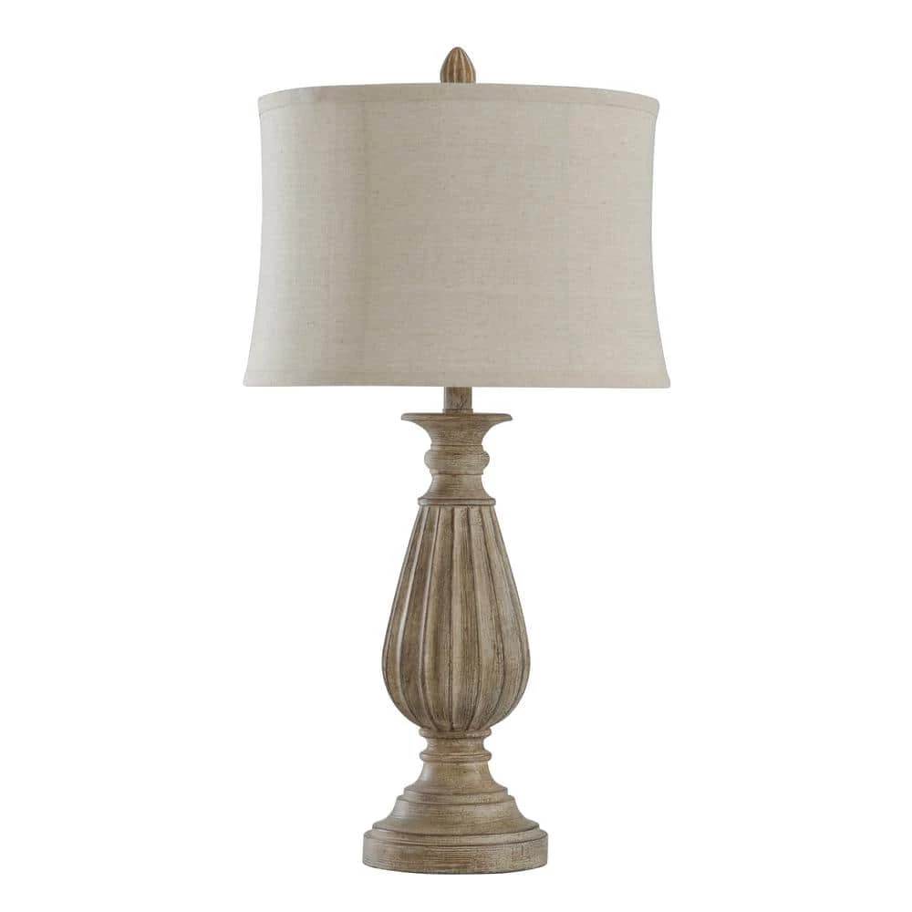 29 in. Brown with Black Tint Table Lamp with Beige Softback Fabric Shade by StyleCraft 3 29 in. Brown with Black Tint Table Lamp with Beige Softback Fabric Shade by StyleCraft