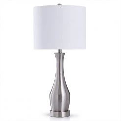 Steel 31 in. Brushed Steel Bedside Lamp by StyleCraft