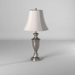 31.5 in. Brushed Steel Table Lamp Set with White Softback Silk Shades by StyleCraft -StyleCraft Shop brushed steel stylecraft table lamps l323407ads 76 1000