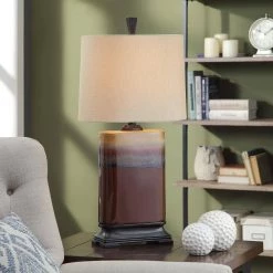 Reactive Glaze 31.5 in. Burnt Red Orange and Neutral Reactive Glazed Ceramic Bedside Lamp by StyleCraft -StyleCraft Shop burnt red orange and neutral reactive glazed ceramic stylecraft table lamps l31423ds 31 1000