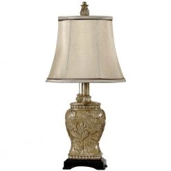 21 in. Champagne Ware Table Lamp with Beige Fabric Shade by StyleCraft