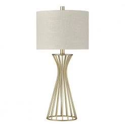 27.5 in. Champagne Gold Table Lamp with Oatmeal Hardback Fabric Shade by StyleCraft