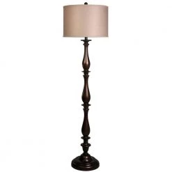 61 in. Charlton Bronze Floor Lamp with Taupe Hardback Silk Shade by StyleCraft
