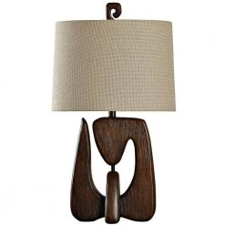 30 in. Chestnut Table Lamp with Beige Hardback Fabric Shade by StyleCraft