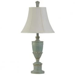 30 in. Cibali Blue Table Lamp with White Softback Fabric Shade by StyleCraft