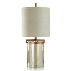 Goldstone 29 in. Clear Glass/Antique Brass/Textured Cream Table Lamp by StyleCraft