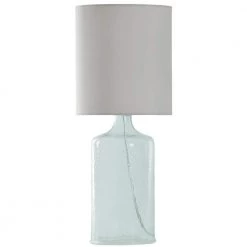 21.5 in. Clear Table Lamp with White Hardback Fabric Shade by StyleCraft