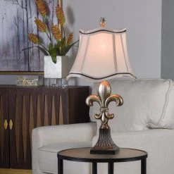 30 in. Comono Silver Table Lamp with Ivory Fabric Shade by StyleCraft -StyleCraft Shop comono silver stylecraft table lamps l3 1098ds 31 1000