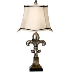 30 in. Comono Silver Table Lamp with Ivory Fabric Shade by StyleCraft