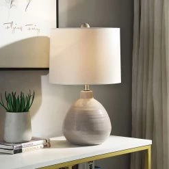 Cameron - Table Lamp - Cool Gray Finish - White Linen Shade by StyleCraft -StyleCraft Shop cool gray stylecraft table lamps l22017ds 31 1000
