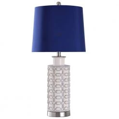 Link 26.75 in. Cream, Blue, Brushed Nickel Table Lamp by StyleCraft