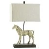 31 in. Dapple Gray Table Lamp with Natural Linen Softback Fabric Shade by StyleCraft