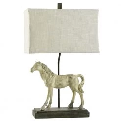 31 in. Dapple Gray Table Lamp with Natural Linen Softback Fabric Shade by StyleCraft