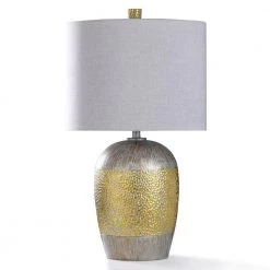 30 in. Dimpled Satin Brass and Nickel Metal Bedside Lamp by StyleCraft