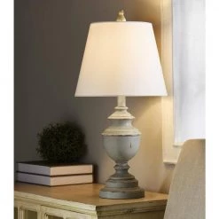 24 in. Distressed Blue/Green Table Lamp with White Hardback Fabric Shade by StyleCraft -StyleCraft Shop distressed blue green stylecraft table lamps l26017kds 31 1000