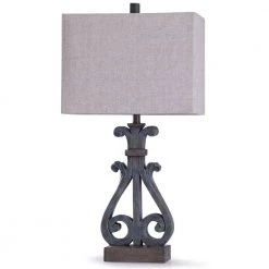 Brampton 33 in. Distressed Blue Open Scroll Design Table Lamp by StyleCraft